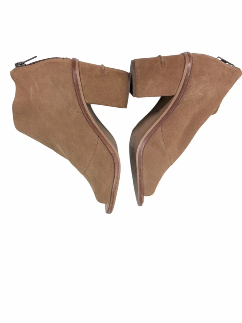 UGG Australia Suede Open Toe Booties Heels Brown Size 7.5 Block Heel Ankle Boots - Picture 14 of 16